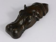 A Bronze Desk Paperweight, in the form of a Hippopotamus, foundry mark.