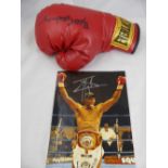 An Everlast Boxing Glove, signed by Bud Schulberg boxing commentator together with a colour signed