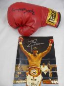 An Everlast Boxing Glove, signed by Bud Schulberg boxing commentator together with a colour signed