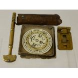 A Collection of Miscellaneous Items including an antique miniature brass telescope, a brass