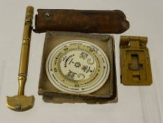 A Collection of Miscellaneous Items including an antique miniature brass telescope, a brass