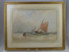 Robbins, Thomas Sewell (1814 - 1880) original watercolour drawing depicting fishermen in sailboats