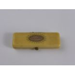 An Antique Ivory and Gold Inlay Toothpick Box, the box having a gold cartouche inscribed "