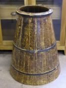 A Chinese Circular Wooden Barrel, possibly a smoker, est 64 d base x 39 cms d to the top.