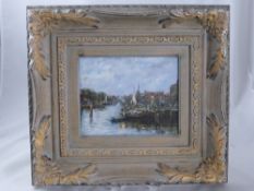 W. Marten, Original Oil on Board, depicting a Dutch Canal Scene, est 24 x 19 cms