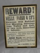 An Antique San Francisco Newspaper Leaf, offering a reward for the capture of two robbers of the