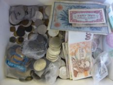 A Box of Coins and Bank Notes, most obsolete but some current including a few collectable.