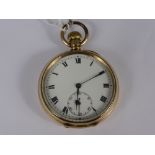 A Tavannes pocket watch with fifteen jewel Swiss lever, Brequet hairspring in rolled gold case.