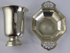 A Continental Silver Beaker, together with a silver bon bon dish Sheffield hallmark, dated 1935, m.m