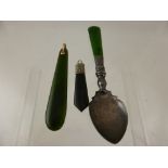 A Collection of miscellaneous New Zealand Jade items, including Sterling Silver Spoon, pendant