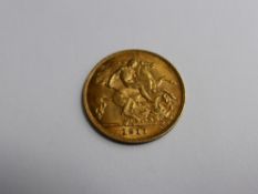 A George V 1911 half sovereign (good condition)