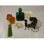 A Collection of Miscellaneous Items including green jade carved perfume bottle, antique green jade