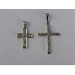 Two 9ct White Gold and Diamond Crosses, est 2.5 gms