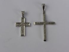 Two 9ct White Gold and Diamond Crosses, est 2.5 gms