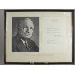 An Autographed Letter and Photograph, from President Harry S Truman to B.Cobbey Crisler together