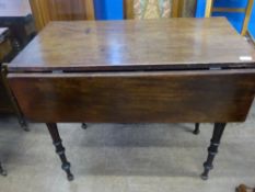 An antique oak open leaf table on tapered legs, est. 81 x 40 x 73 cms.