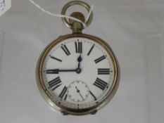 A Goliath Pocket Watch with Roman dial, a second aperture with blue metallic hands.