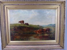 Thomas S. Cooper 1803-1902 (?) Original Oil on Canvas, depicting British Shorthorn cattle in a