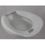 A vintage Boots the Chemist " Perfection " white ceramic bed pan.