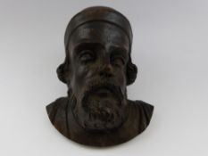 Four circa 19th Century Miniature Carved Walnut Portrait Heads approx 9 x 8 x 5 cms.