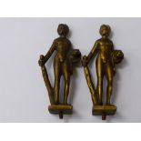 A Pair of circa 19th Century Classical Figures, gilded, approx size 6 cms.