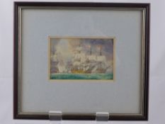 Bevan, Irwin John David, (British) 1852-1940, two miniature watercolours depicting maritime battles,