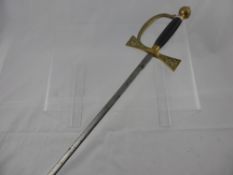 An Antique Robert Mole & Sons Gentleman's Sword. The sword having a medieval style brass handle with