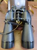 A Pair of Ross London 16 x 60 Cornwall Binoculars in leather case together with a pair of Carl Zeiss