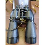 A Pair of Ross London 16 x 60 Cornwall Binoculars in leather case together with a pair of Carl Zeiss