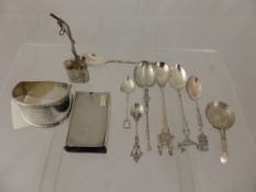 A Quantity of Silver and Silver Plated Teaspoons, together with a silver matchbox cover and a silver