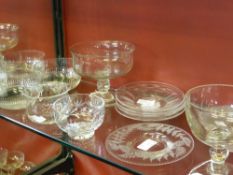 A Selection of Vintage Glass including a large cut glass bowl, two finger bowls, three salt cellars,