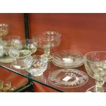 A Selection of Vintage Glass including a large cut glass bowl, two finger bowls, three salt cellars,