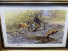 David Shepherd, Signed Limited Edition Print of "The Tigers of Bandhavgarh", nr 717/1000, approx