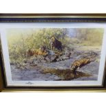 David Shepherd, Signed Limited Edition Print of "The Tigers of Bandhavgarh", nr 717/1000, approx