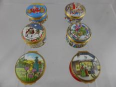 Six Halcyon Enamel Trinket Boxes, including Christmas 1990, Christmas 2004, Christmas 1990,