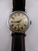 A Gentleman's Ocle Wrist Watch, on a dark brown leather strap.