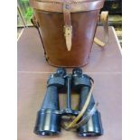 A Pair of Ross London Binoculars 7 x 50 in leather case together with a pair of H.M.R.