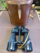 A Pair of Ross London Binoculars 7 x 50 in leather case together with a pair of H.M.R.