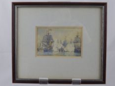 Bevan, Irwin John David, (British) 1852-1940, two miniature watercolours depicting maritime battles,