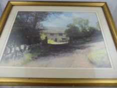 J K Whitton (British) Oil and Pastel entitled "Sunshine and Shadows" a pastel depicting a country