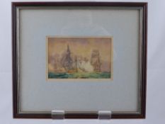 Bevan, Irwin John David, (British) 1852-1940, two miniature watercolours depicting maritime battles,