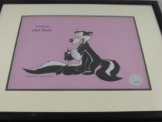 A Warner Bros Loony Tunes Cartoon Plate featuring Pepe Le Pew, authenticated by Linda Jones nr