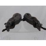 Two Bronze Companion Figurines, depicting resting lurchers, approx 23 cms