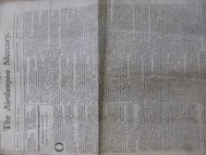 Antique Newspaper, including The Northampton Mercury dated Monday December 9th 1754, later reprint