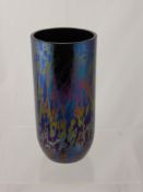 A Royal Brierley Studio Glass Iridescent Blue Vase, approx 35 cms, signed to base.