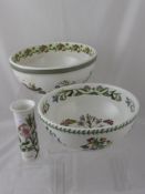 Two Portmeirion Botanical Garden dishes together with a small vase (3)