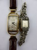 A Lady's Bulova Wrist Watch, 10k Gold Filled, nr 1142822 on a brown leather strap together with a