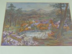 A Vintage Needlework Tapestry, depicting a wooded garden, approx 29 x 20 cms together with two