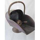 A Vintage Copper Coal Scuttle with Scoop.