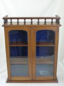 An Edwardian Wall Mounted Glass Fronted Display Cabinet, fitted with two shelves to the interior,